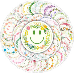 50PCS Smiling Glitter Neon Stickers, Cute Water Bottle Stickers for Kids, for Te