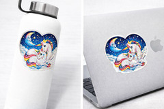 Retro Unicorns Prism Sticker 80s Holographic Kawaii 90s Glitter Decal