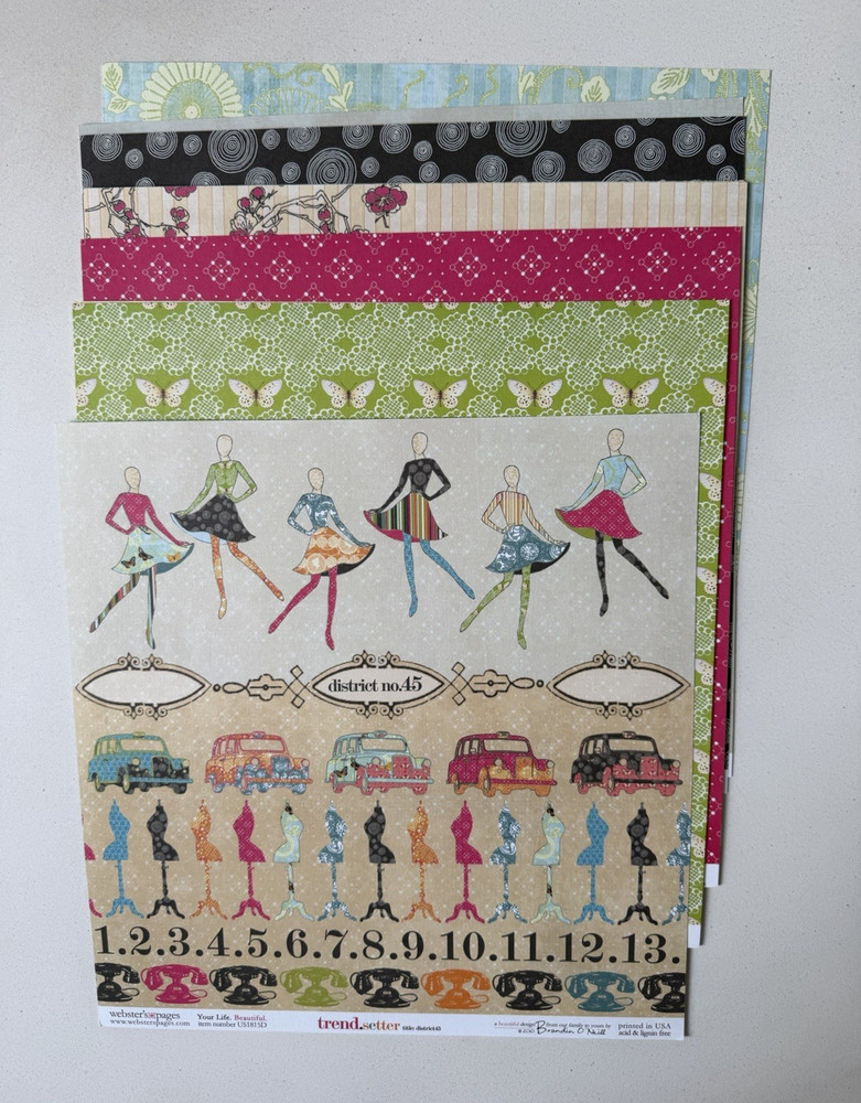 Webster’s Pages Trendsetter Collection 12×12 Papers & Large Embellishment Lot