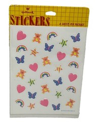 Vintage Hallmark Stickers Rainbow Heart Bear Butterfly Star Pastel 4 Sheets New