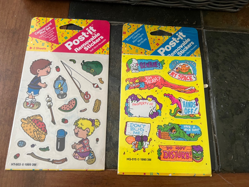 Vintage 1989 and 1990 Post-It Removable Stickers 3M Lot of 2 Packages NEW Sealed