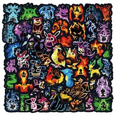 60 pcs Neon Pokemon Cartoon Stickers Pack Anime For Laptop Skateboards Luggage