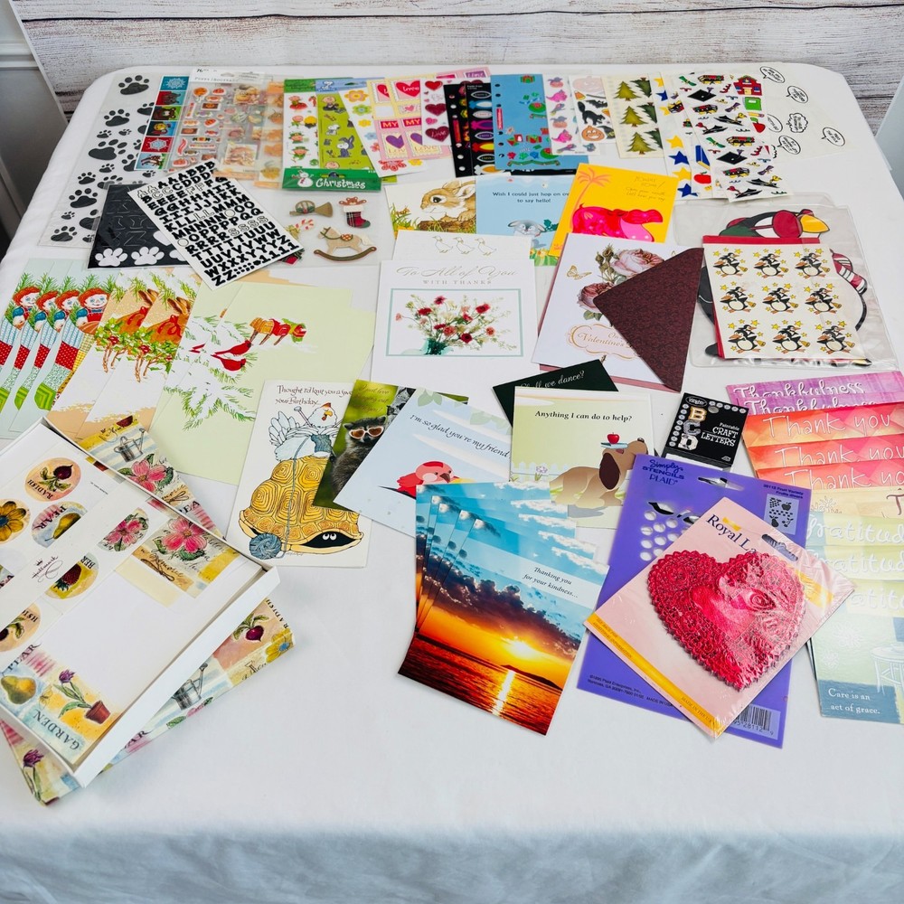 Mixed Lot of Stationary Stickers Cards Some Hallmark Misc Greetings