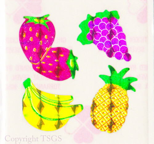 Vintage 80’s Great Seven 7 PRISM Fruit Strawberry Banana Grape Sticker Mod