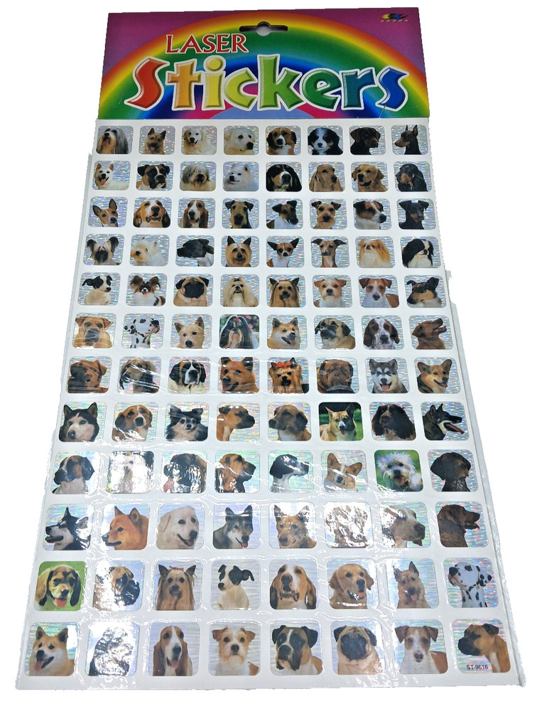 Vintage Laser Stickers – Square Dogs 3/4″ Pack of 96 New in Package Acid Free