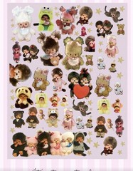 Japan Kawaii Monchhichi Bebichhichi Large Sticker Sheet Rare Htf Scrapbook Diary