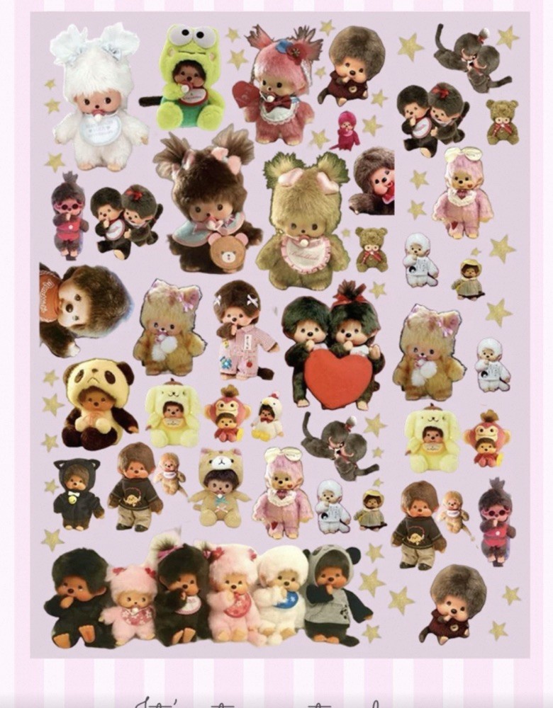 Japan Kawaii Monchhichi Bebichhichi Sticker Sheet Rare Htf Scrapbook Diary