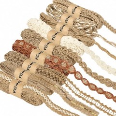 9 Rolls Jute Ribbon Lace Set Burlap Craft Ribbon Rustic Wedding Gift Wrap Decor
