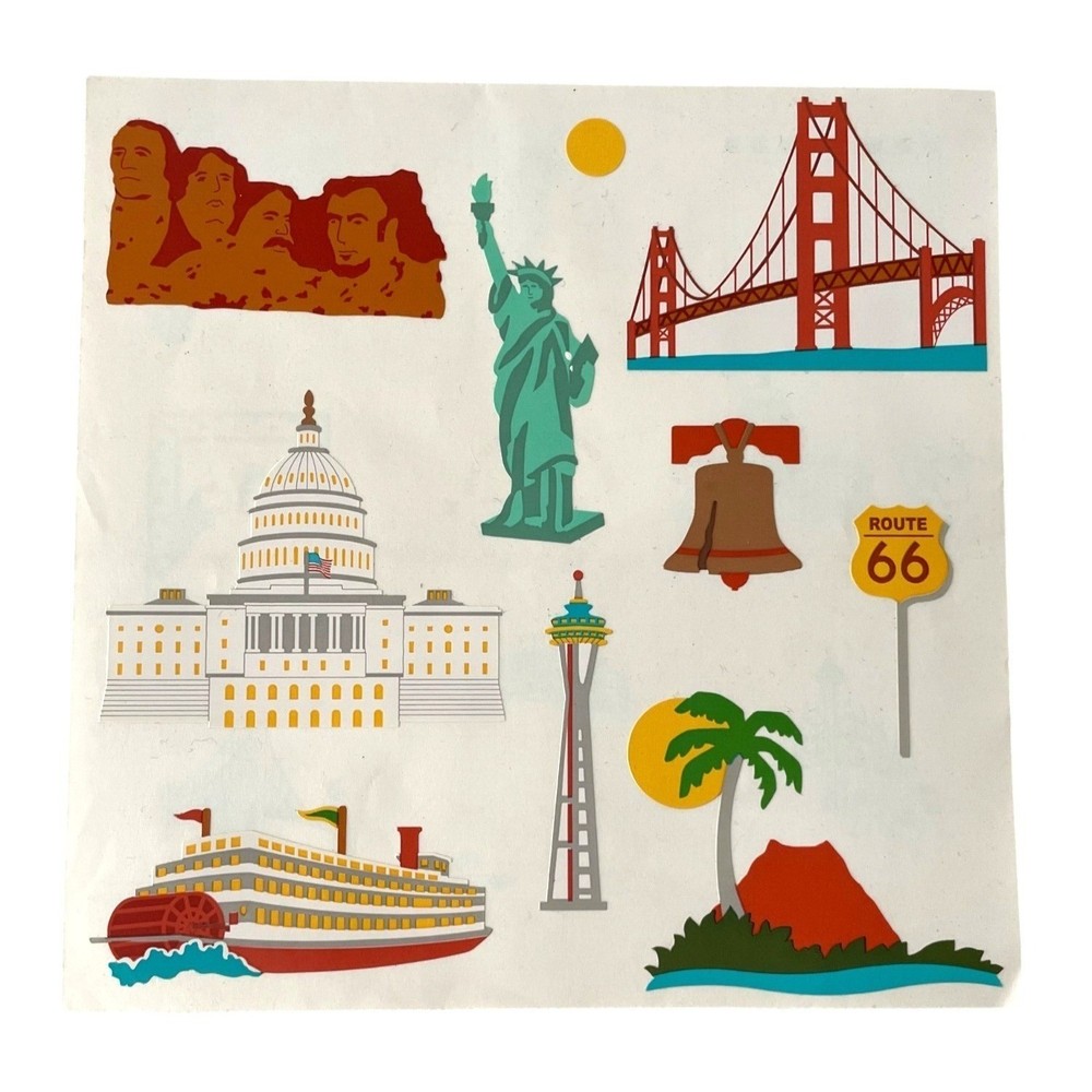 Vintage 90s Mrs. Grossman’s USA Landmarks Stickers Sheet 1997 Road Trip Travel