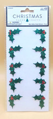Christmas Paper Crafts MINI GLITTER HOLLY 10pc Dimensional Stickers, NEW