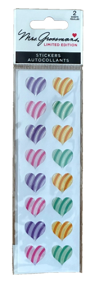 Ltd. Edition and Rare Mrs Grossman’s CANDY STRIPE HEARTS ~ 2 Sheets! ~ NIP!