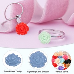 20mm Rose Flower Resin Cabochon, 30 Pcs Mini Rose Flower Resin, Denim Blue