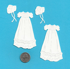 Christening Dress Die Cuts, Baptismal Dress Die Cuts, 2 gowns, 2 bonnets, Baby