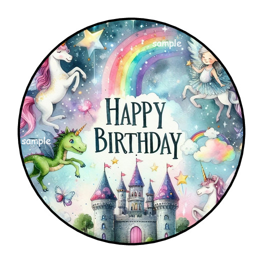 30 HAPPY BIRTHDAY FANTASY ENVELOPE SEALS STICKERS LABELS TAGS 1.5″ ROUND CASTLE