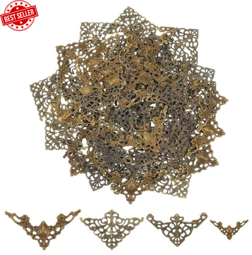 96Pcs Vintage Metal Book Corner Protectors for Scrapbooks and Crafts