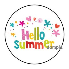 30 HELLO SUMMER ENVELOPE SEALS LABELS STICKERS 1.5″ ROUND GIFTS FAVORS