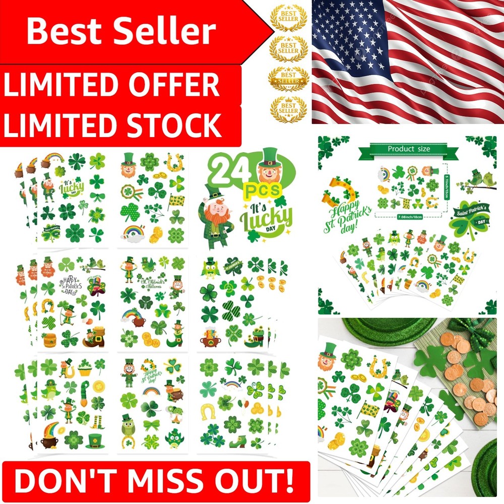 24 High-Quality Shamrock Stickers for Kids and Adults – St. Patrick’s Day Decor
