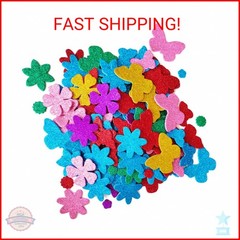 Glitter Foam Flower and Butterfly Shapes Stickers, Self-Adhesive Stickers Kid’s