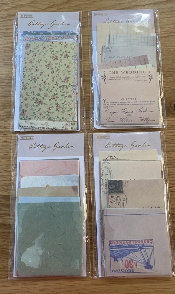 4 Cottage Garden Scrapbook Ephemera Paper Pack Junk Journal Craft 60pc Each Pack