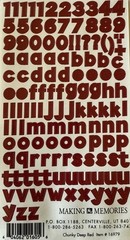 DEEP RED 7/16” CHUNKY ALPHABET Stickers(2 sheets)Making Memories •Letter•Numbers