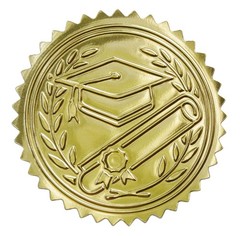 Embossed Graduation Cap Gold Certificate Seals Diplomas Gold foil Seals, 2”,1…