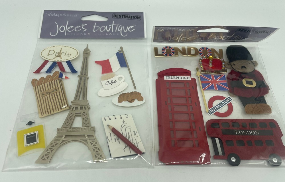 Lot Of Two Destination Embellishments France & England London Scrapbooking Jolee