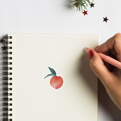 Peach Fruit Stickers 1In for Scrapbooking, Arts, Craft, Kids DIY, Journals 80-Pa
