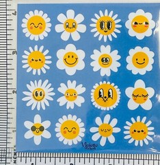 Violette Stickers Happy Blue Daisy Smile Face Flowers Crafts Planner Supply