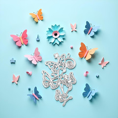 Silver Butterfly Metal Die Cuts Flower for Butterfly Lace Border Carbon Steel Cu