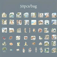 50-Ct Travel Stickers in Metal Tins – Landscapes, People & Objects – Your Choice