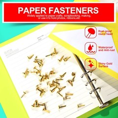500 PCS Brads Paper Fasteners Mini Gold Brass Round Head 8mm Craft Scrapbook Pin