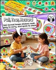 Reward Smelly Roll Stickers for 4 Rolls, 1200 PCS 4 Scent Scratch and Sniff S…