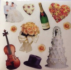 WEDDING DAY Sticker(11pc)Approx.4″x 4″ Paper House•Bride•Groom •Cake•Flowers•