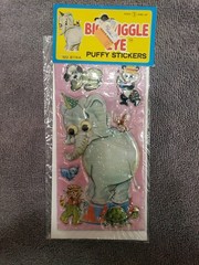 RARE! Vintage 1980s Big Wiggle Eye Puffy Stickers Elephant
