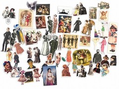 50 Vintage People Stickers Victorian Edwardian Portrait Ephemera Scrapbook Lot