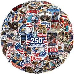 250th Independence Anniversary Stickers 100PCS Patriotic America 250 Waterproo..