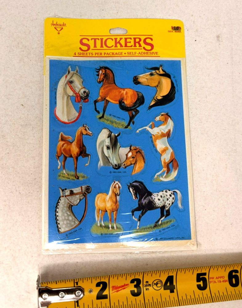 Vintage 1985 Hallmark Horse Stickers Ambassador 4 Sheets Self Adhesive NOS