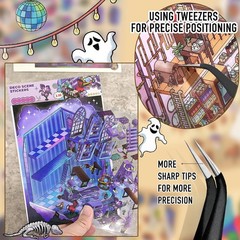 4 Sets – Horror 3D Miniature Scene Stickers DIY Fun Ghost Magic World, Tweezers