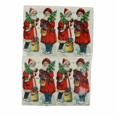 Vintage German Die Cut Santa Claus Scrap Sheet Lithograph Christmas