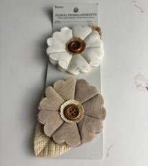 Rustic Burlap Fabric Flowers Mixed Lot Farmhouse Neutral Natural Accents