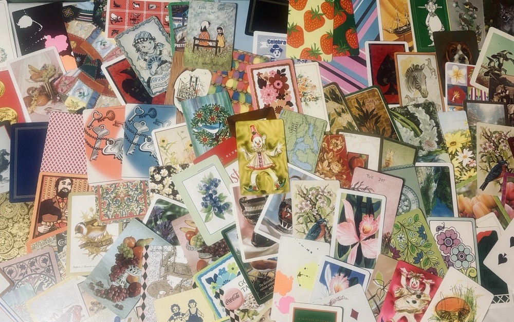 Mixed Lot 75 Random Playing Cards Ephemera Junk Journal Paper Craft Most Vintage