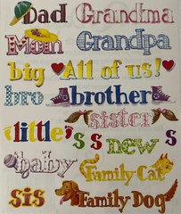 FAMILY WORDS Stickers (17pc)NRN Design•Mom•Dad•Grandma•Grandpa •Baby•Sister•Bro•