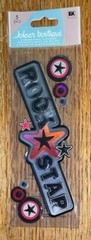 RARE Jolees ROCK STAR Title Music Instruments Guitar Band 3D Scrapbook Stickers