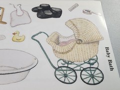 Baby Bath Cradle Buggy Vintage Tumblebeasts Clear Stickers Scrapbooking 2003 NOS