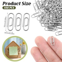 100 PCS Mini Paper Clips, 0.59 Inches Metal Tiny Paperclips Cute Notes