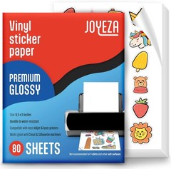 Durable Glossy White Vinyl Sticker Paper – 80 Sheets Waterproof for All Printers