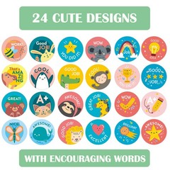 3 Rolls Multicolor Stickers, 1,500PCS Teacher Reward, s, Multicolor
