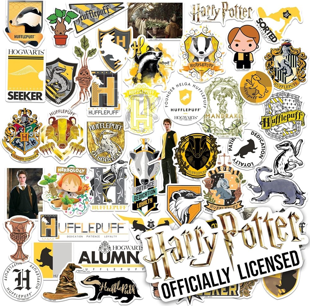 HARRY POTTER HUFFLEPUFF THEME DIE CUT VINYL 50 CT STICKER PACK