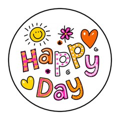 30 HAPPY DAY ENVELOPE SEALS LABELS STICKERS 1.5″ ROUND SUNSHINE HEARTS FLOWERS