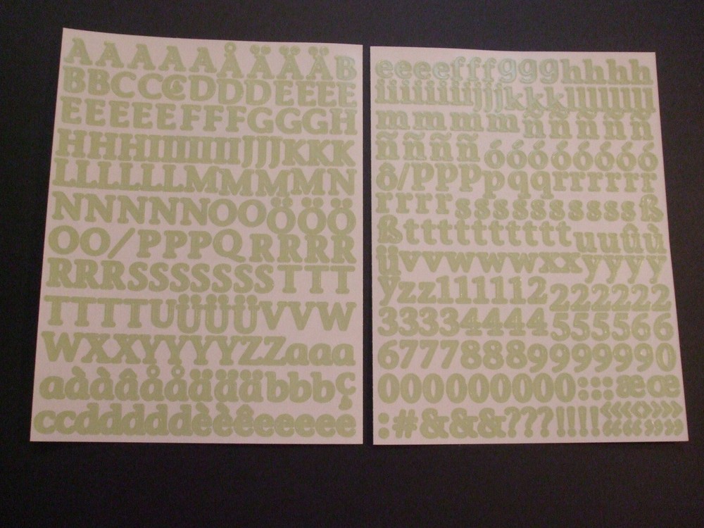 Creative Memories – Mini ABC/123 – Light Green Classy Stickers – One Sheet